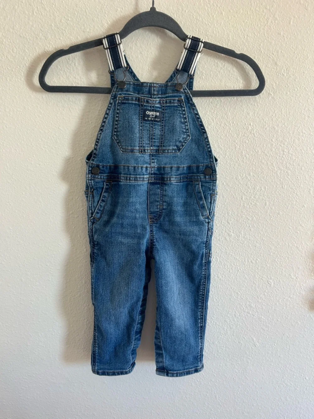 Oshkosh Vestbak Denim Snap Overalls Baby Size 24 Mon